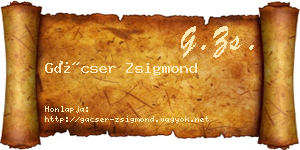 Gácser Zsigmond névjegykártya